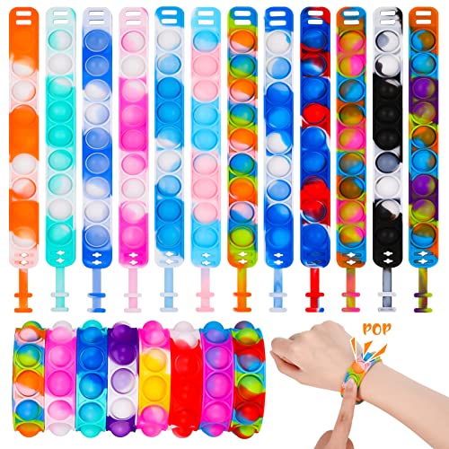 Fanshiontide Pop Armband It, 20 Stück Wristband Fidget Dekompression Spielzeug Set, Silikon Regenbogen Baby Sensorik Spielzeug Geschenke für Kinder Jungen Mädchen Stressabbau & Anti-Angst (20 Stück) von Fanshiontide