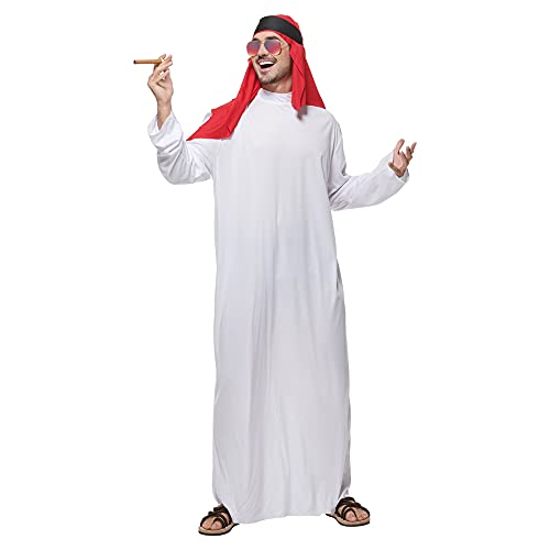 FantastCostumes Herren Arabisches Kostüm Sultan Weiß Robe Halloween Cosplay Kostüm von FantastCostumes