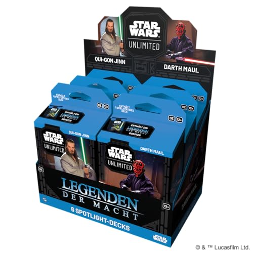 Asmodee - FFG - Star Wars: Unlimited Trading Card Game - Legenden der Macht - Spotlight Deck Display mit 6 Spotlight Decks: Darth Maul & Qui-Gon Jinn - TCG, Alter 12+, 2+ Spieler, 20 Minuten, Deutsch Asmodee - FFG - Star Wars: Unlimited Trading Card Game - Legenden der Macht - Spotlight Deck Display mit 6 Spotlight Decks: Darth Maul & Qui-Gon Jinn - TCG, Alter 12+, 2+ Spieler, 20 Minuten, Deutsch von Fantasy Flight Games