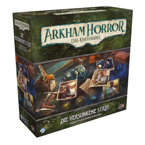 Fantasy Flight Games, Arkham Horror Das Kartenspiel - Die versunkene Stadt, Ermittler-Erweiterung, Expertenspiel, Kartenspiel, 1-4 Spieler, Ab 14+ Jahren, 45 Minuten, Deutsch von Fantasy Flight Games