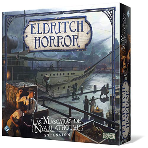 Asmodee Fantasy Flight Games | Eldritch Horror: Die Masken von Nyarlathotep | Erweiterung | kooperatives Mystery-Brettspiel | ab 14 Jahren | 1 bis 8 Spieler | 2-4 Stunden pro Spiel | Spanisch von Asmodee