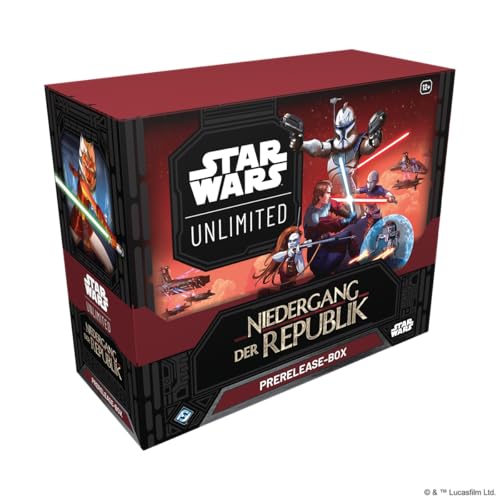 Fantasy Flight Games - Star Wars: Unlimited TCG Niedergang der Republik PRERELEASE-BOX – Starte dein Abenteuer in die Klonkriege! Enthält 6 Booster-Packs, Alter 12+, 2+ Spieler, 20 Minuten, Deutsch von Fantasy Flight Games