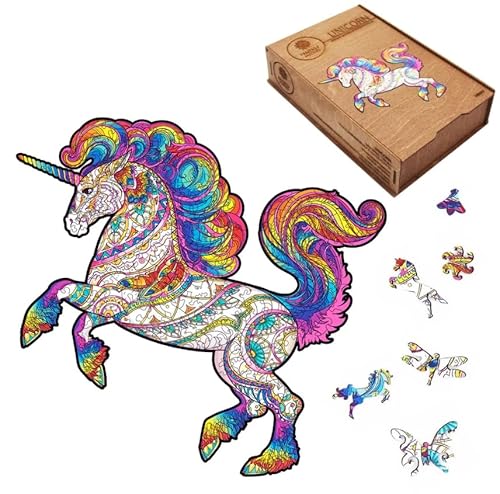 Fantasy Puzzles Holzpuzzle, Einhorn, 160 Teile, mittlere Größe, 33 x 31 cm von Fantasy Puzzles