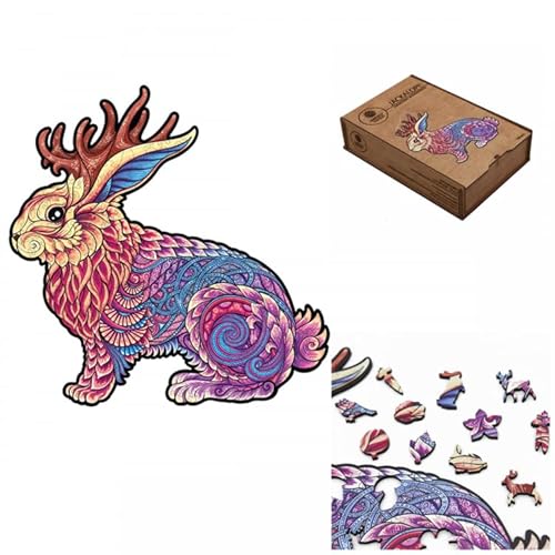 Fantasy Puzzles Holzpuzzle, Jackalope, 150 Teile, mittlere Größe, 31 x 31 cm von Fantasy Puzzles