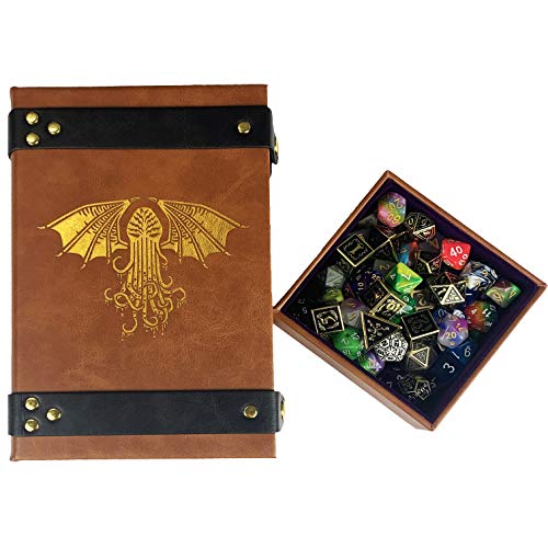 Fantasydice Cthulhu Tome Rolling Magic Book Tray in Buchform für alle Tisch-RPGs wie D&D, Call of Cthulhu, Shadowrun, Gold/Lila von Fantasydice