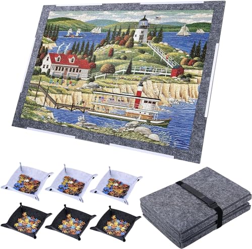 Puzzlebrett, faltbare Puzzlematte, 2000 Stück, großes Puzzlebrett mit 6 Sortierschalen, tragbares Puzzlebrett für Erwachsene und Kinder von Fantasyon