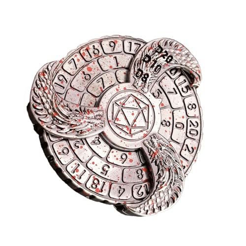 Dungeons und Drachen Würfel Spinner, DND Roulette Würfelspinner, Rotierende Dungeon-Würfel, DND Roulette Dice Spinner mit Würfelbox, Mechanischer Würfeldreher für Tischspiele, Zahlen, Drachenmuster von Fanysdsi