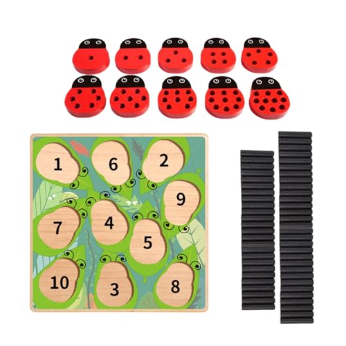 Fanysdsi 1-10 Zahlenerkennungsspielzeug, Holz-Lernspiel,Kognitionsspielzeug im Marienkäfer-Stil | Hölzernes Kleinkind-Spielset zum Sortieren von Zahlen und Formen für Kinder, Kinder, Mädchen, von Fanysdsi