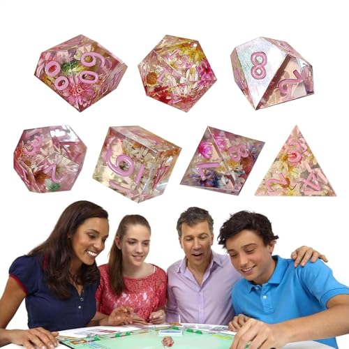 Fanysdsi 7 Stück Rollenspielwürfel, 7 Stück Harzwürfel - Kleine Würfel mit Zahlen, nummerierte Würfel - Würfel, Lernspielzeug, vielseitige polyedrische Würfel für Rollenspiele von Fanysdsi