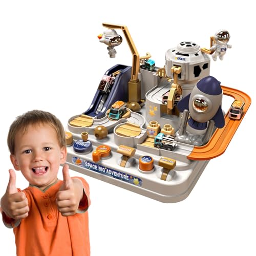 Fanysdsi Autoräume Abenteuerspielzeug - City Rescue Playsets Spielzeug mit 3 Mini-Autos und 1 Astronaut,Lernpuzzles Autospielzeug mit 3 Mini-Autos und 1 Astronauten für 4-jährige und Mädchen von Fanysdsi