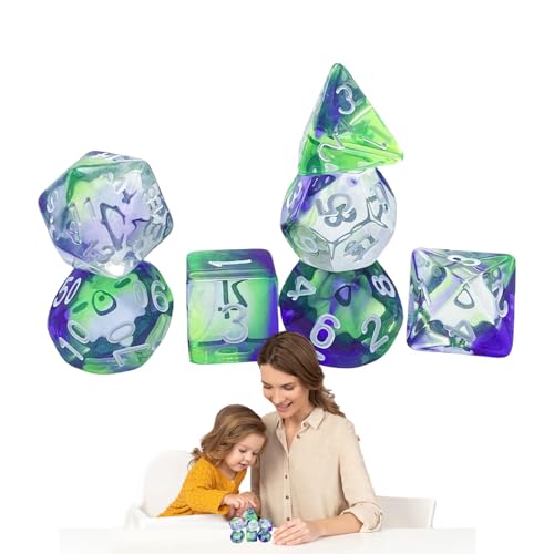 Fanysdsi Brettspielwürfel, polyedrisches Würfelset - Interaktives Spielzeug Würfelset Würfelspielen,7X Brettspielwürfel, Acryl-Familienspielwürfel Polyedrische Würfelparty für Versammlungen, Spiele, von Fanysdsi