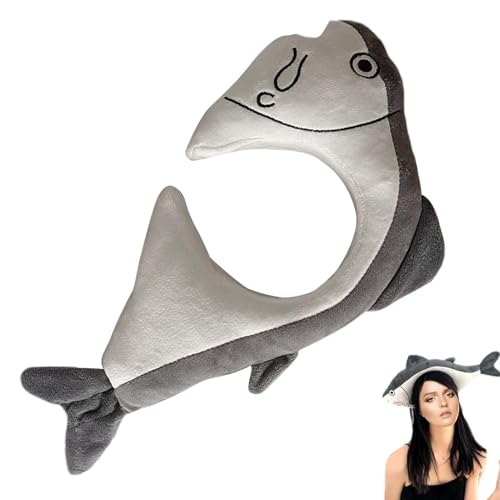 Fanysdsi Fischkopf-Kostüm, Party-Kopfbedeckung - Plüsch-Marine-Tier-Stirnband | Lustiges Halloween-Haarband, Plüsch-Fisch-Stirnband für Halloween-Kostümpartys von Fanysdsi