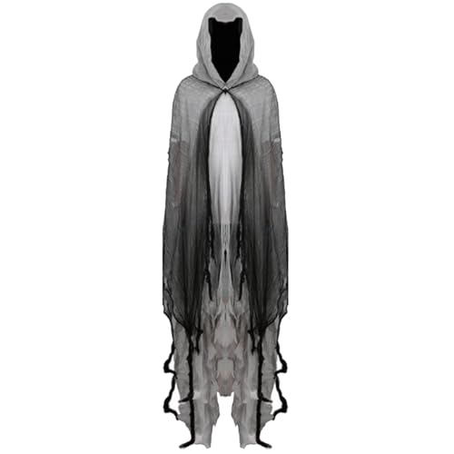 Fanysdsi Halloween Geister Kostüm | Spooktacular Umhang mit Kapuze | Horror Sensenmann Kostüm Umhang | Erwachsener Größe | Gruselige Haunted Hooded Cape | Geist Cape Outfit für Herren Damen von Fanysdsi