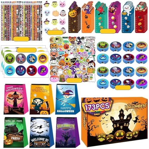 Fanysdsi Halloween-Preise für Kinderparty, Halloween-Spielzeugset,173-teiliges Halloween-Partyspielzeug-Sortiment für Kinder - Halloween-Partygeschenke, Preisbox, Spielzeugsortiment, Klassenzimmer, von Fanysdsi