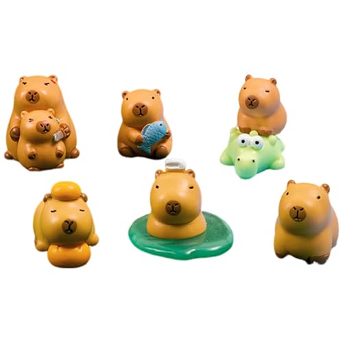 Fanysdsi Harztiere,Tierfiguren,Niedliche Capybara-Statuen aus Kunstharz, Landschaftsdekoration - Kreative niedliche Capybara-Puppen, niedliche Figuren zum Sammeln, Spielzeug, Desktop-Dekorationen für von Fanysdsi