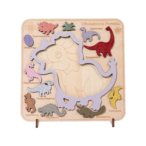 Fanysdsi Holz-Dinosaurier-Puzzles,Holz-Dinosaurier-Spielzeug - Dinosaurier-Puzzles -Spielzeug - Sicheres Brettspielzeug, stapelbar, passendes Lernspielzeug für Kinder, Jungen und Mädchen von Fanysdsi