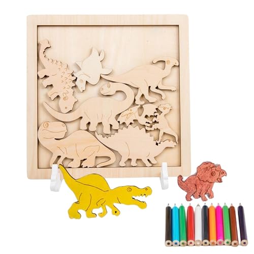 Fanysdsi Holz-Rätsel, Holz-Puzzle-Brett, Tierpädagogische Spielzeugpuzzles für Kleinkinder, Kreative -Lernrätsel für Kinder, Ausmalen mit Malstift, zum Basteln von Fanysdsi