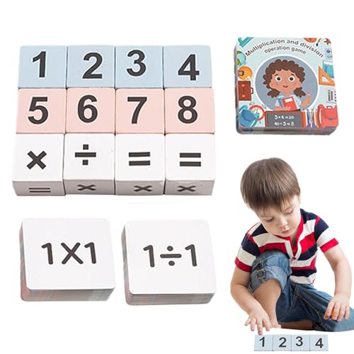 Fanysdsi Holzmultiplikationsblöcke, Divisionsblöcke für Kinder | 2-Spieler Battle Math Flash Cards Tischspiel - Mathe-Block-Kampfspiel, Arithmetik-Lernkarten, Spielzeug von Fanysdsi