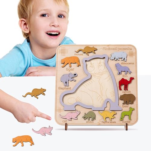 Fanysdsi Holztier-Zahlenauto-Puzzles für Kinder,Holz-Dinosaurier-Puzzles | Vorschulpädagogisches Puzzle Montessori-Spielzeug,Sicheres Brettspielzeug, stapelbar, passendes Lernspielzeug für Kinder, von Fanysdsi