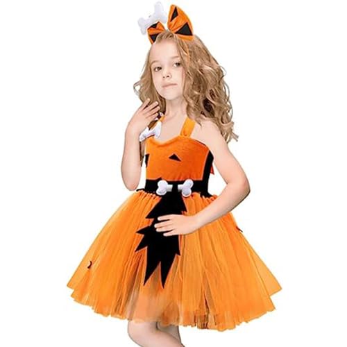 Fanysdsi Mädchen-Halloween-Tüllkleid-Outfits,Halloween-Tüllkleid-Mädchen, Tutu Kleid Halloween Kleid Outfit, Partykleider, Halloween-Kostüm mit Schleifen-Stirnband, Prinzessinnenkleid, ärmellos von Fanysdsi