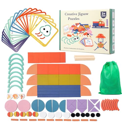 Fanysdsi Passende Puzzles für Kleinkinder, passendes Puzzle-Spielzeug | 100 Stück Holzform-passendes Puzzle | Frühe Lernaktivitäten für die Intelligenzentwicklung von Vorschulkindern, attraktives von Fanysdsi
