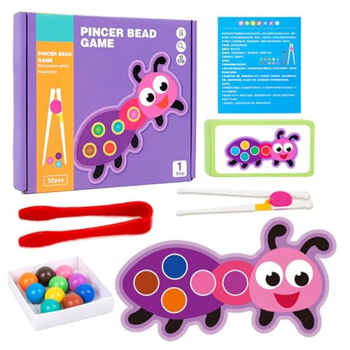 Fanysdsi Perlenbrett,Holzperlenspiel | Spielzeug Perlenspiel Steckbrett - Lernspielzeug, passendes Spiel, Clip-Perlen-Puzzle, Feinmotorik-Spielzeug, Farbsortierung, Geschenke für Kinder und von Fanysdsi