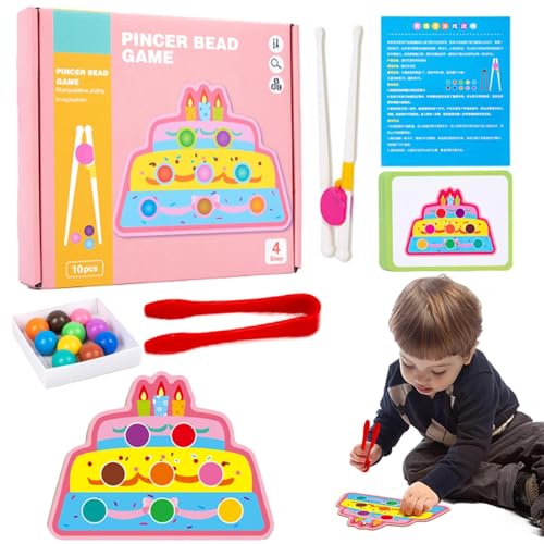 Fanysdsi Perlenspiele für Kinder, Holzsteckbrett-Perlenspiel,Spielzeug Perlenspiel Steckbrett - Lernspielzeug, Clip-Perlen-Puzzle, Vorschul-Lern-Farbsortier-Matching-Spiel für Kinder, Kleinkinder von Fanysdsi