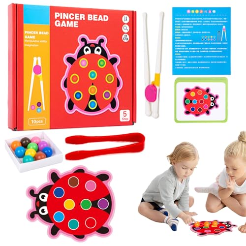 Fanysdsi Perlenspiele für Kinder, Holzsteckbrett-Perlenspiel | Spielzeug Perlenspiel Steckbrett,Feinmotorik-Spielzeug, Farbsortierung, Vorschul-Lernen, passendes Spiel, Clip-Perlen-Puzzle, Weihnachts- von Fanysdsi