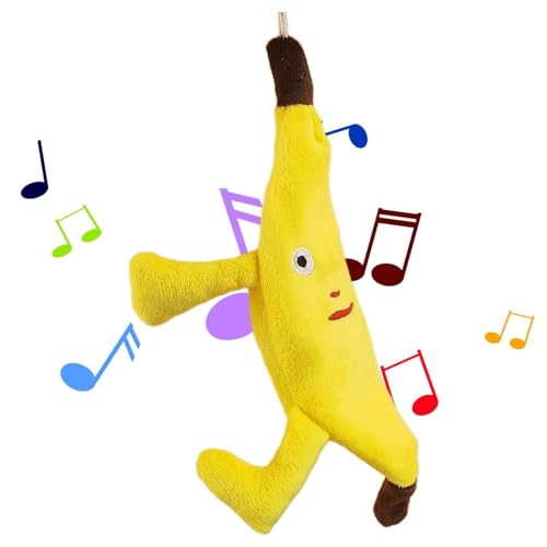 Fanysdsi Plüsch-Bananen-Schlüsselanhänger, Musik-Tanz-Plüschtier, Elektrisches singendes und tanzendes Bananenspielzeug, Singende und tanzende Plüschtiere aus Plüschmaterial für Zuhause, Auto, Reisen von Fanysdsi