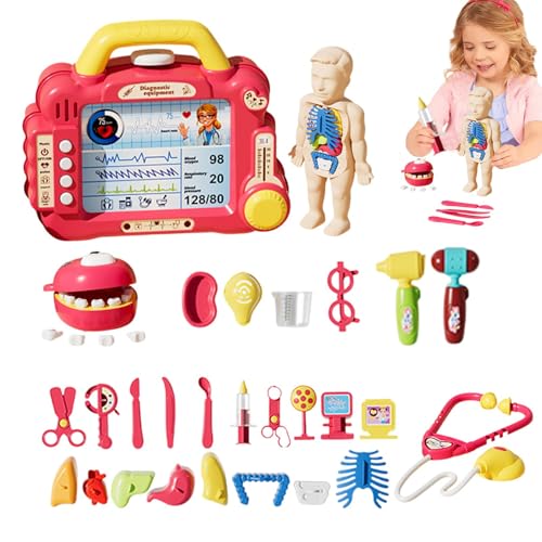 Fanysdsi Rollenspielset für Kleinkinder, Rollenspielset für Kleinkinder | Doctor Play Kit Kleinkind-Spielspielzeug mit Koffer | Simuliertes Detektorspielzeug für und Mädchen mit Ton und Licht für von Fanysdsi