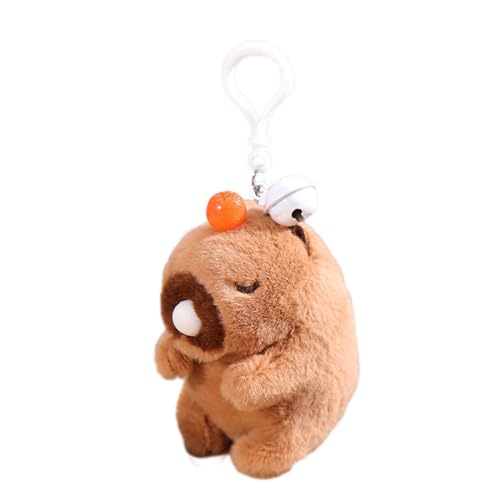 Fanysdsi Rucksack-Anhänger aus Plüsch, niedliche Anhänger für Rucksack - Capybara-Puppe zum Aufziehen - Entzückendes Stofftierspielzeug mit Glöckchen, weiches Capybara-Spielzeug für von Fanysdsi