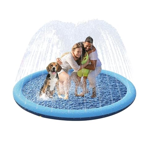 Fanysdsi Spritzschutz für Hunde, Spritzschutz für Kinder für draußen - Doppelkantiges Hunde-Spritzbecken-Wasserspritzpad - Flexible Springbrunnen-Spielmatte, Hundespritzmatte für Hinterhof-Rasen, von Fanysdsi