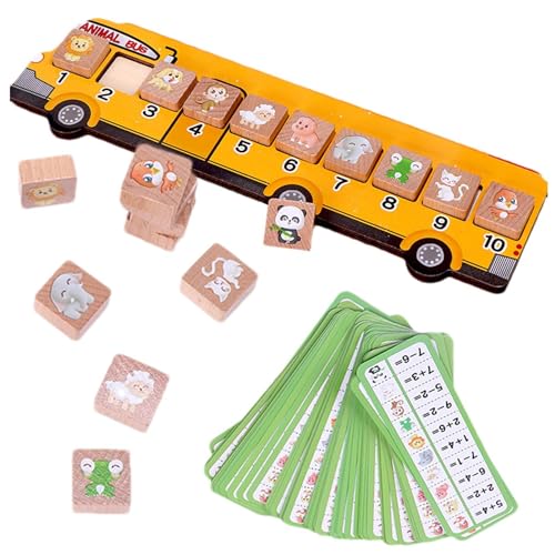 Fanysdsi Zahlen-Lernspielzeug, Mathe-Spiel - Lernspielzeug mit Zahlen | Hölzernes Zahlentier-Busspielzeug, Mathe-Logik-Denktrainingsspielzeug, Vorschul-Lernaktivitäten für Kinder von Fanysdsi