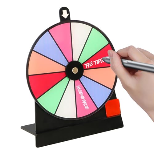 Glücksrad zum Drehen,Roulette Rad Mini,Drehen Sie das Rad,Glücksrad Spielzeug,Tabletop Spinnings Prize Wheel,Glücksrad zum Selbstgestalten mit Editierbaren Feldern,mit Stand,Löschbar,Wiederverwendbar von Fanysdsi