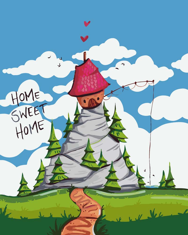 Malen nach Zahlen - Home Sweet Home - by Farbheldin, mit Rahmen von Farbheldin