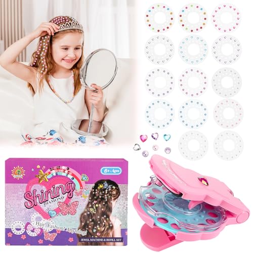 Farerkass Hair Bedazzler Kit, Hair Bedazzler with 210 Hair Gems, Bedazzler Kit, Hair Braiding Machine, Haare Flechten Maschine, Haar Glitzer Gerät Strasssteine Gemstone Styler for Girls Kids von Farerkass