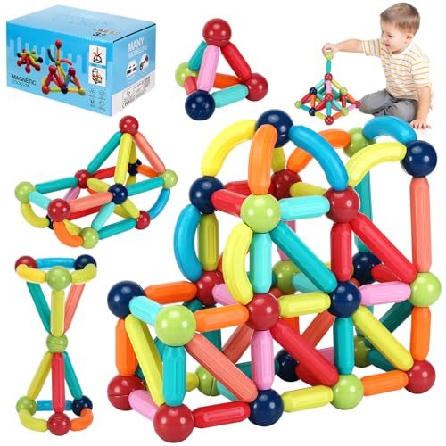 Farerkass Magnetische und Stangen, 88 Teile Magnetische Bausteine, pädagogisches Magnet Spielzeug Kinder, Magnetbaustäbchen-Set, Magnete bausteine Magnetic Bauklötze ab 2 3 4 5 6 7 8 Jahre von Farerkass