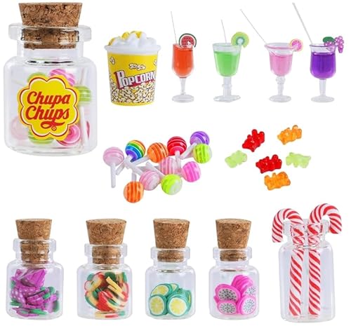 Farerkass Miniatur Essen Und Trinken 14 StüCk Wichtel ZubehöR Weihnachten Miniatur Deko Mini Essen Miniatur Weihnachten SüßIgkeiten Und Trinken Set WichteltüR ZubehöR Weihnachten Set von Farerkass