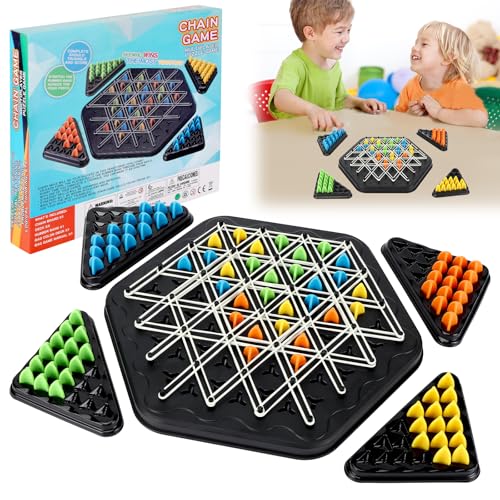 Triggle Spiel Gummibänder, Triggle Spiel mit Gummibänder, Brain Games Triggle, lustiges Kettendreieck Schachspiel, Brettspiele Dreieck,Triggle Board Game für Familienfeiern und Reisen von Farerkass