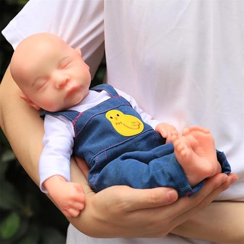 Farious 38cm Reborn Baby Realistische Vollsilikon-Babypuppe, Platin-Flüssigsilikon Lebensechte Wiedergeborene Babypuppen, Spielzeug und Sammlerstück. Mädchen mit Glatze 035 von Farious