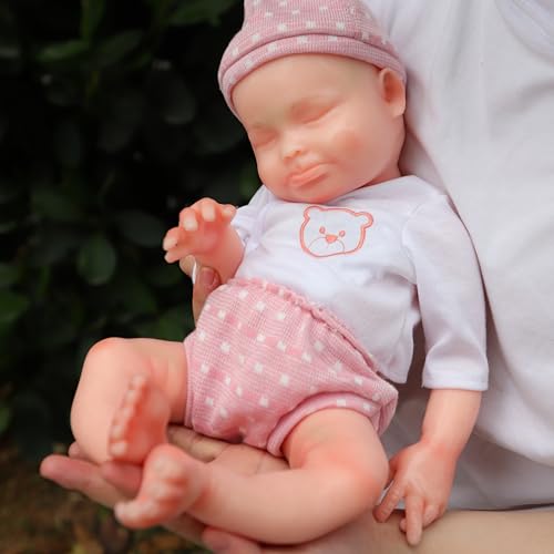 Farious 45cm Reborn Baby Realistische Vollsilikon-Babypuppe, Platin-Flüssigsilikon Lebensechte Wiedergeborene Babypuppen, Spielzeug und Sammlerstück. Mädchen mit Glatze 045 von Farious