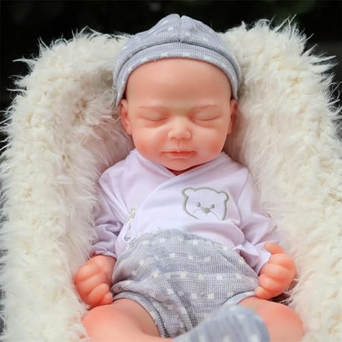 Farious 46CM Realistic Full Silicone Baby Doll,Lifelike Reborn Baby Dolls, Toy, and Collectible.Bald Drinkable Boy 025 von Farious