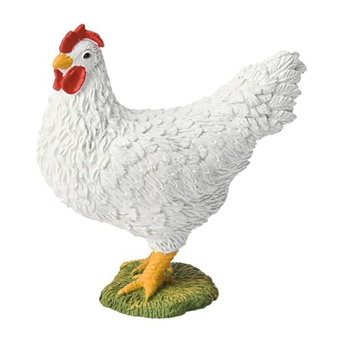 Bullyland 62314 - Spielfigur Huhn weiß, ca. 4,6 cm große Tierfigur, detailgetreu, PVC-frei, ideal als kleines Geschenk für Kinder ab 3 Jahren von Bullyland