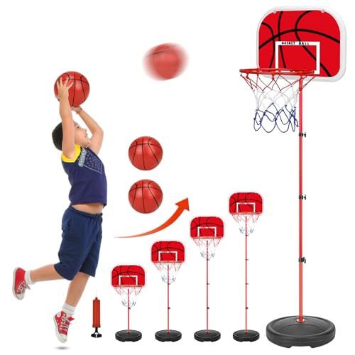 Farnirvana Basketballkorb Outdoor Kinder, Basketballkorb Kinder mit Ständer und Ball, Höhenverstellbar 90-180cm Basketball Korb, Mini Basketballkorb Spielzeug für Junge Mädchen Outdoor Indoor von Farnirvana