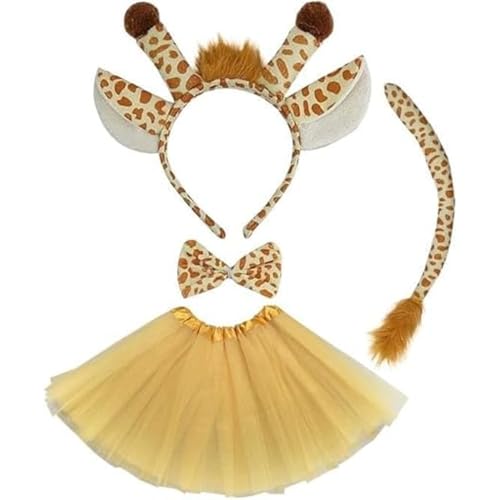 Fartoni Kostüm Giraffe. Giraffen-Kostüme für Jungen oder Mädchen mit Diadem, Rock, Schwanz, Fliege. Tierkostüme. Accessoires für Giraffen-Kostüme. von Fartoni