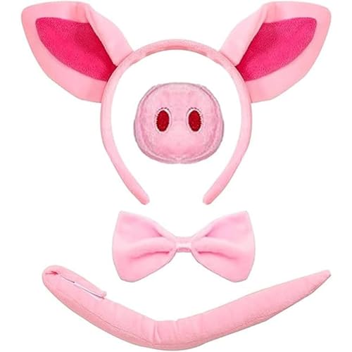 Fartoni Kostüm Schwein mit Diadem, Nase, Fliege und Schwanz. Schweinekostüme für Jungen oder Mädchen. Diadem mit Accessoires für Tierkostüme. Accessoires für Schweinchen-Kostüm. von Fartoni