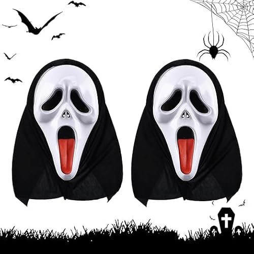 Fartoni Scream Maske Oder Ghostface Maske. Scream-Maske Oder Ghostface-Kostüm Für Halloween. Scream Kinder- Oder Erwachsenenmaske Mit Kapuze. Tolles Accessoire Für Halloween-Kostüme. von Fartoni