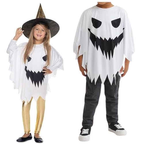 Gespenst Kostüm Kinder Für Mädchen Oder Jungen. Geister Kostüm Kinder Für Jungen Oder Mädchen. Weißes Umhang- Oder Poncho-Geisterkostüm Für Halloween. Geisterkostüme Für 2 3 4 5 6 Jahre. von Fartoni