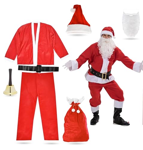 Faschinfever 3x XXL Weihnachtsmann Kostümset: 6-in-1 Nikolaus Set – Geeignet für Herren und Erwachsene - Santa Claus Kostüm für Weihnachten von Faschinfever