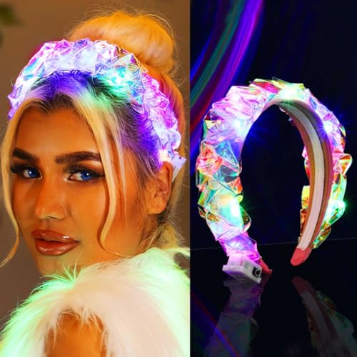 Fashband Leuchtendes Stirnband, LED-Haarbänder, leuchtender geflochtener Haarreifen, Weihnachten-Party, Festival, Haarschmuck für Frauen und Mädchen von Fashband